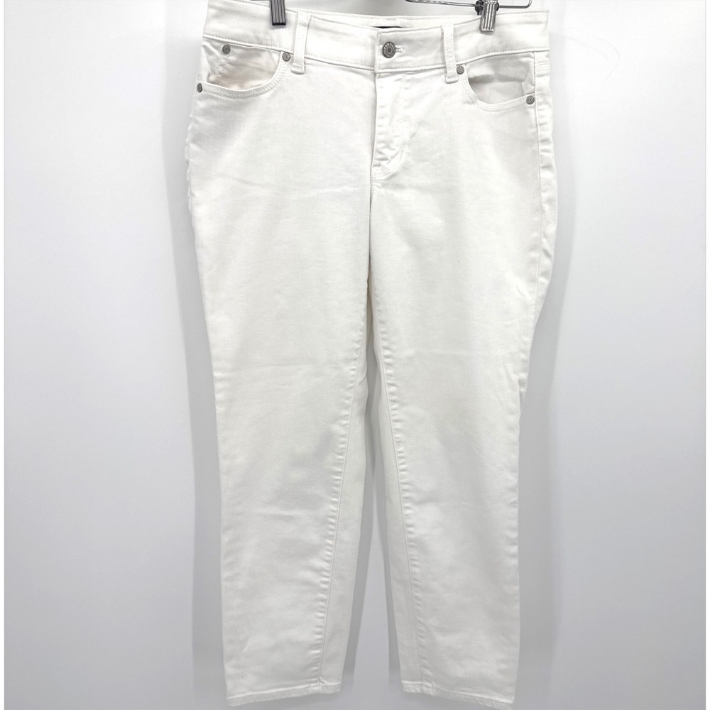Talbots Womens Boyfriend Jeans 8P Petite White Flawless Five-Pocket Denim Pants